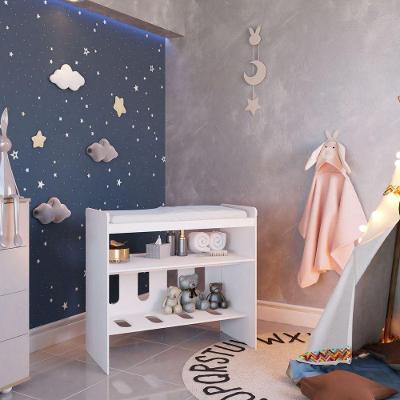 Mini Trocador Com Prateleiras Moisés Branco Fosco - Moveisaqui