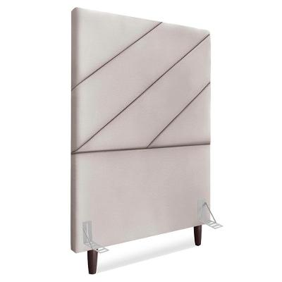 Cabeceira Solteiro 90 Cm Com Frame Cristal Suede Cinza Claro Artte Cinza Claro