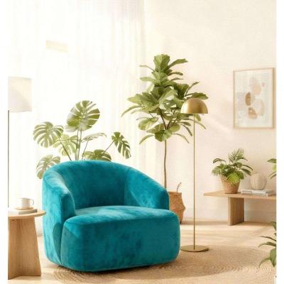 Poltrona Orgânica Luxo Recepção Lótus Suede Cor Azul Turquesa