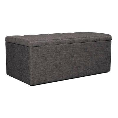 Recamier Calcadeira Bau 100 Cm Dalia Linho Cinza Escuro Artte Cinza Escuro