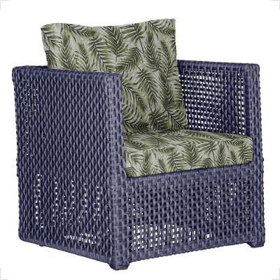 1 Poltrona Madri Alumínio Corda Náutica Estofado 5 Trama Azul