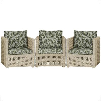 3 Poltronas Madri Alumínio Corda Náutica Estofado 5 Trama Rami