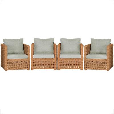 4 Poltronas Madri Alumínio Corda Náutica Estofado 3 Trama Terra Cota