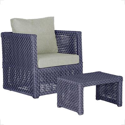 Mesa E 1 Poltrona Madri Corda Náutica Estofado 3 Trama Azul