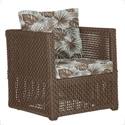 1 Poltrona Madri Alumínio Corda Náutica Estofado 6 Trama Marrom