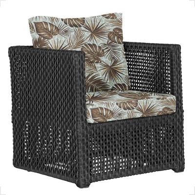 1 Poltrona Madri Alumínio Corda Náutica Estofado 6 Trama Preto