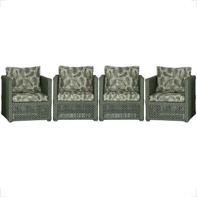 4 Poltronas Madri Alumínio Corda Náutica Estofado 5 Trama Verde