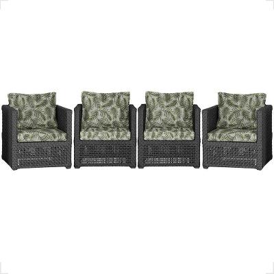 4 Poltronas Madri Alumínio Corda Náutica Estofado 5 Trama Preto