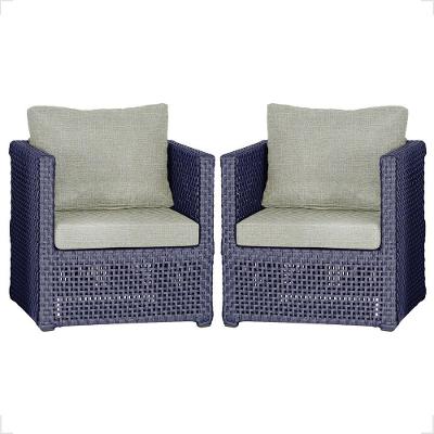 2 Poltronas Madri Alumínio Corda Náutica Estofado 3 Trama Azul