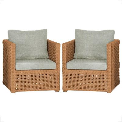 2 Poltronas Madri Alumínio Corda Náutica Estofado 3 Trama Terra Cota