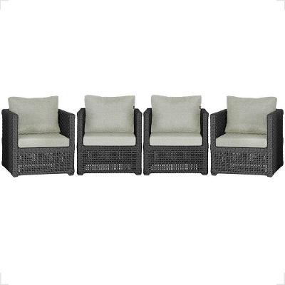 4 Poltronas Madri Alumínio Corda Náutica Estofado 3 Trama Preto