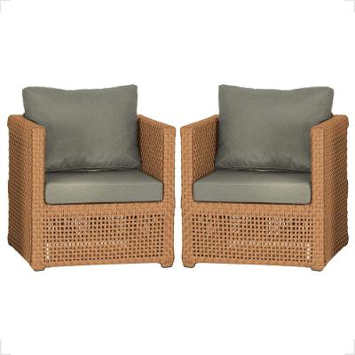 2 Poltronas Madri Alumínio Corda Náutica Estofado 8 Trama Terra Cota