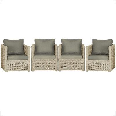 4 Poltronas Madri Alumínio Corda Náutica Estofado 8 Trama Rami