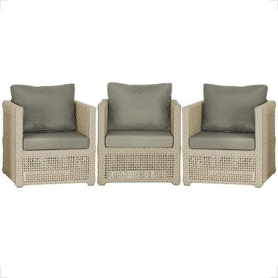 3 Poltronas Madri Alumínio Corda Náutica Estofado 8 Trama Rami