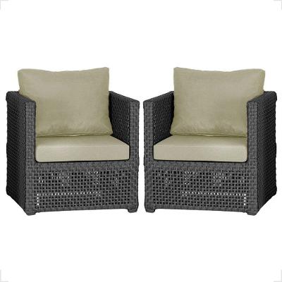 2 Poltronas Madri Alumínio Corda Náutica Estofado 7 Trama Preto