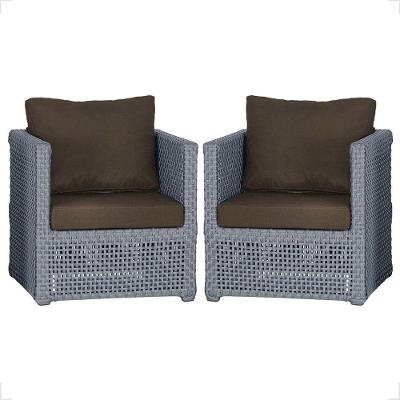 2 Poltronas Madri Alumínio Corda Náutica Estofado 9 Trama Prata