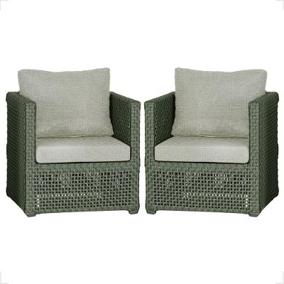 2 Poltronas Madri Alumínio Corda Náutica Estofado 3 Trama Verde