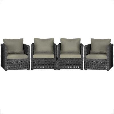 4 Poltronas Madri Alumínio Corda Náutica Estofado 8 Trama Preto