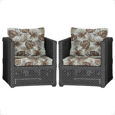 2 Poltronas Madri Alumínio Corda Náutica Estofado 6 Trama Preto