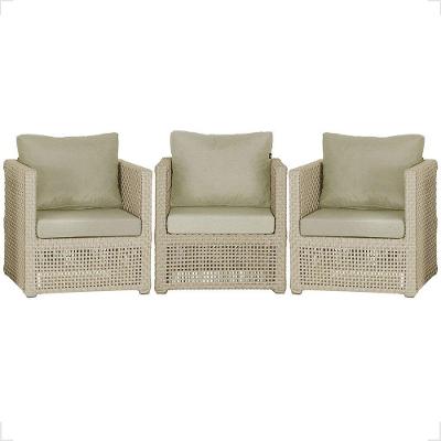 3 Poltronas Madri Alumínio Corda Náutica Estofado 7 Trama Rami