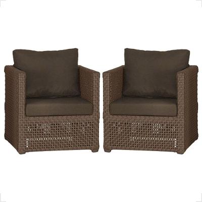 2 Poltronas Madri Alumínio Corda Náutica Estofado 9 Trama Marrom