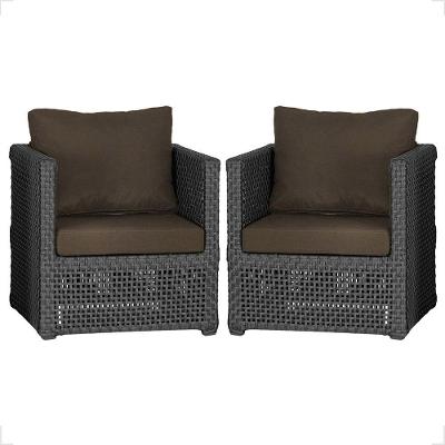 2 Poltronas Madri Alumínio Corda Náutica Estofado 9 Trama Preto