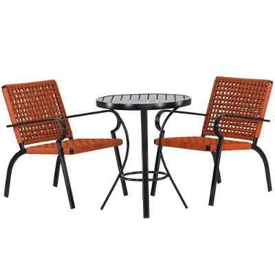 2 Cadeiras Corda Náutica E Mesa Tampo Ripado - Trama Terra Cota