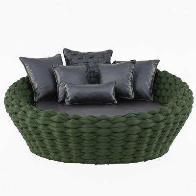 Chaise Munique Tricô Náutico Jardim Piscina área Verde Musgo