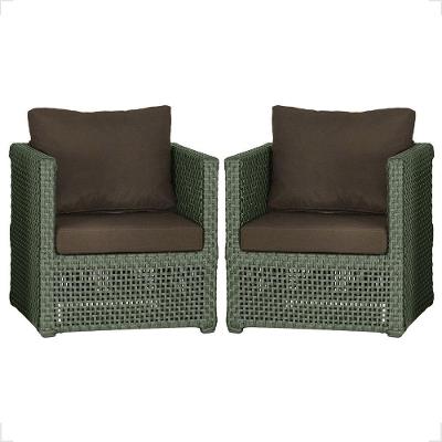 2 Poltronas Madri Alumínio Corda Náutica Estofado 9 Trama Verde