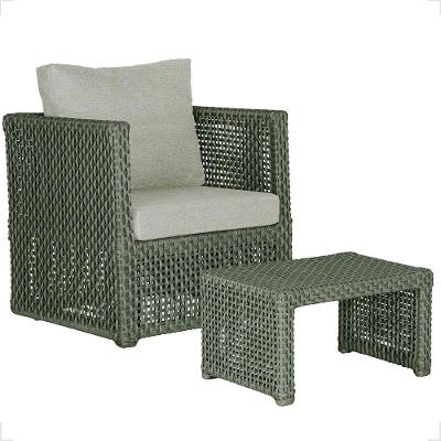 Mesa E 1 Poltrona Madri Corda Náutica Estofado 3 Trama Verde