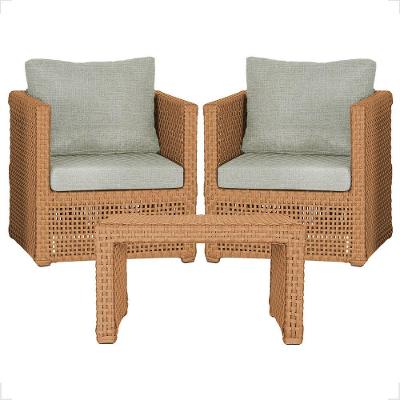 Mesa E 2 Poltronas Madri Corda Náutica Estofado 3 Trama Terra Cota