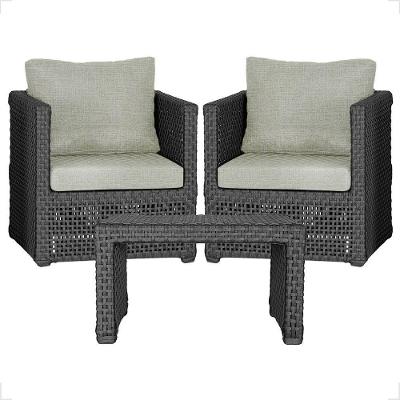 Mesa E 2 Poltronas Madri Corda Náutica Estofado 3 Trama Preto