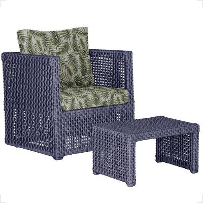 Mesa E 1 Poltrona Madri Corda Náutica Estofado 5 Trama Azul