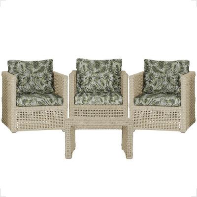 Mesa E 3 Poltronas Madri Corda Náutica Estofado 5 Trama Rami