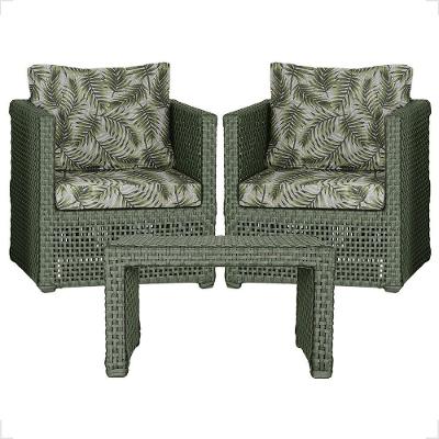 Mesa E 2 Poltronas Madri Corda Náutica Estofado 5 Trama Verde