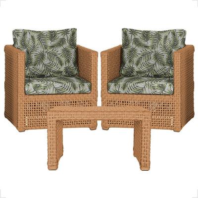 Mesa E 2 Poltronas Madri Corda Náutica Estofado 5 Trama Terra Cota