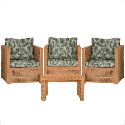 Mesa E 3 Poltronas Madri Corda Náutica Estofado 5 Trama Terra Cota