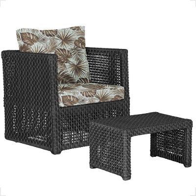 Mesa E 1 Poltrona Madri Corda Náutica Estofado 6 Trama Preto