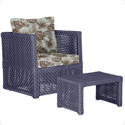 Mesa E 1 Poltrona Madri Corda Náutica Estofado 6 Trama Azul
