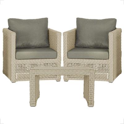 Mesa E 2 Poltronas Madri Corda Náutica Estofado 8 Trama Rami