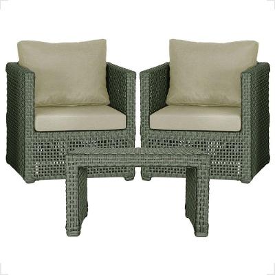 Mesa E 2 Poltronas Madri Corda Náutica Estofado 7 Trama Verde