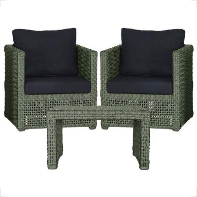 Mesa E 2 Poltronas Madri Corda Náutica Estofado 12 Trama Verde