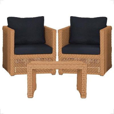 Mesa E 2 Poltronas Madri Corda Náutica Estofado 12 Trama Terra Cota