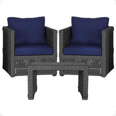 Mesa E 2 Poltronas Madri Corda Náutica Estofado 10 Trama Preto