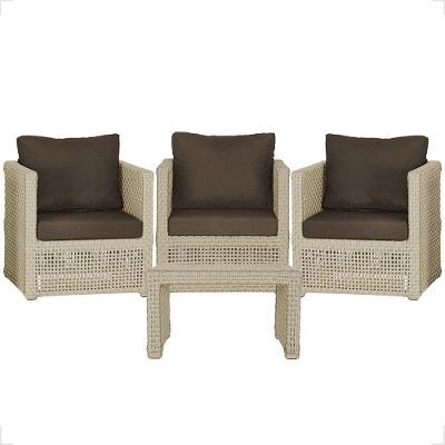 Mesa E 3 Poltronas Madri Corda Náutica Estofado 9 Trama Rami