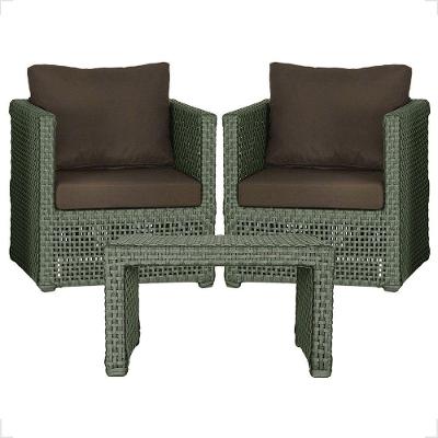 Mesa E 2 Poltronas Madri Corda Náutica Estofado 9 Trama Verde