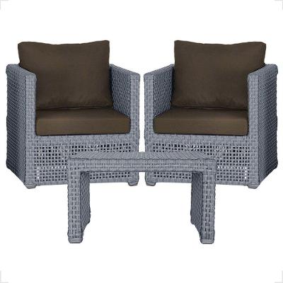 Mesa E 2 Poltronas Madri Corda Náutica Estofado 9 Trama Prata