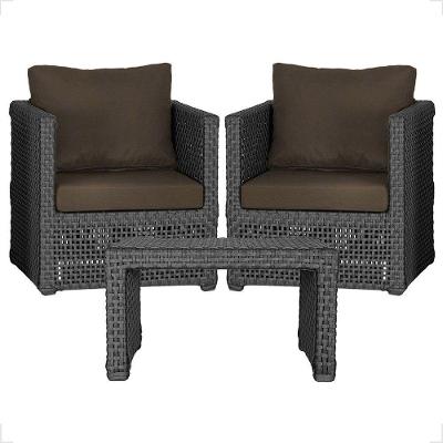 Mesa E 2 Poltronas Madri Corda Náutica Estofado 9 Trama Preto