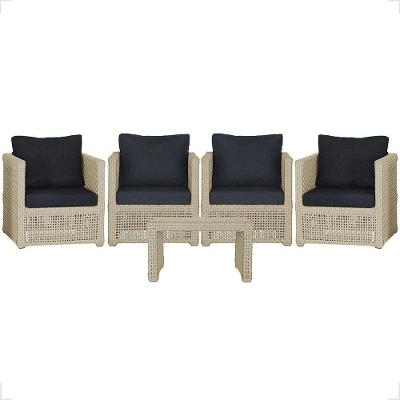 Mesa E 4 Poltronas Madri Corda Náutica Estofado 12 Trama Rami