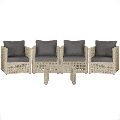 Mesa E 4 Poltronas Madri Corda Náutica Estofado 11 Trama Rami